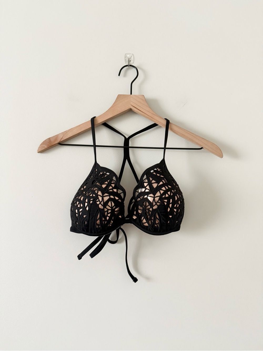 Shade & Shore Underwire Pushup Bikini Top in Black & Rose Gold Size 34C